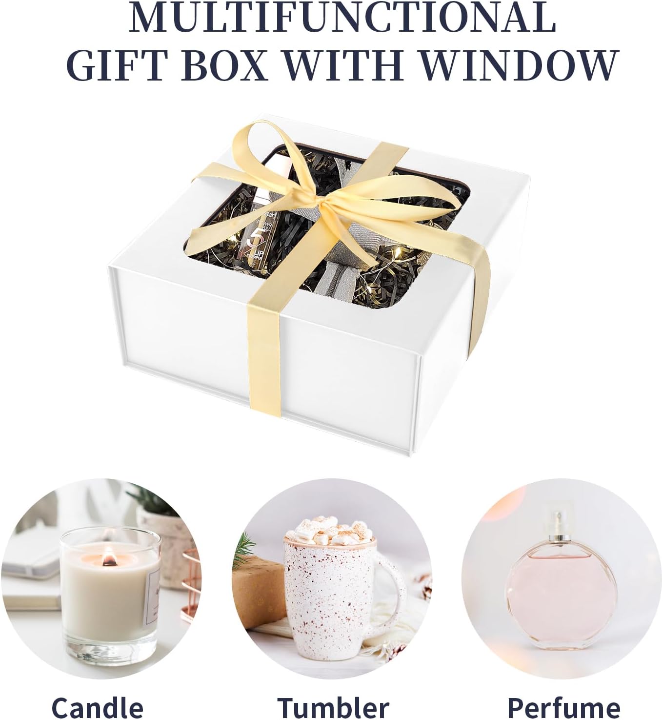 White Gift Boxes with Window,7.5"x7.5"x3.1" Bridesmaid Boxe for Gift Giving,Birthday Gift Box with Magnetic,Closure Lid Gift Boxes for Presents,Cute Boxe,Luxury for Gift Packaging,Gift Box for Wrapping Gifts