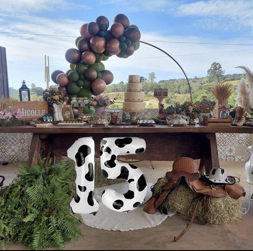 Cow Print Number Balloon Birthday Decorations, 40 inch Number balloon 0-9(Zero-Nine), Cow Balloon for Farm Birthday Party Supplies, Cow Themed birthday party Decorations (Number 5)