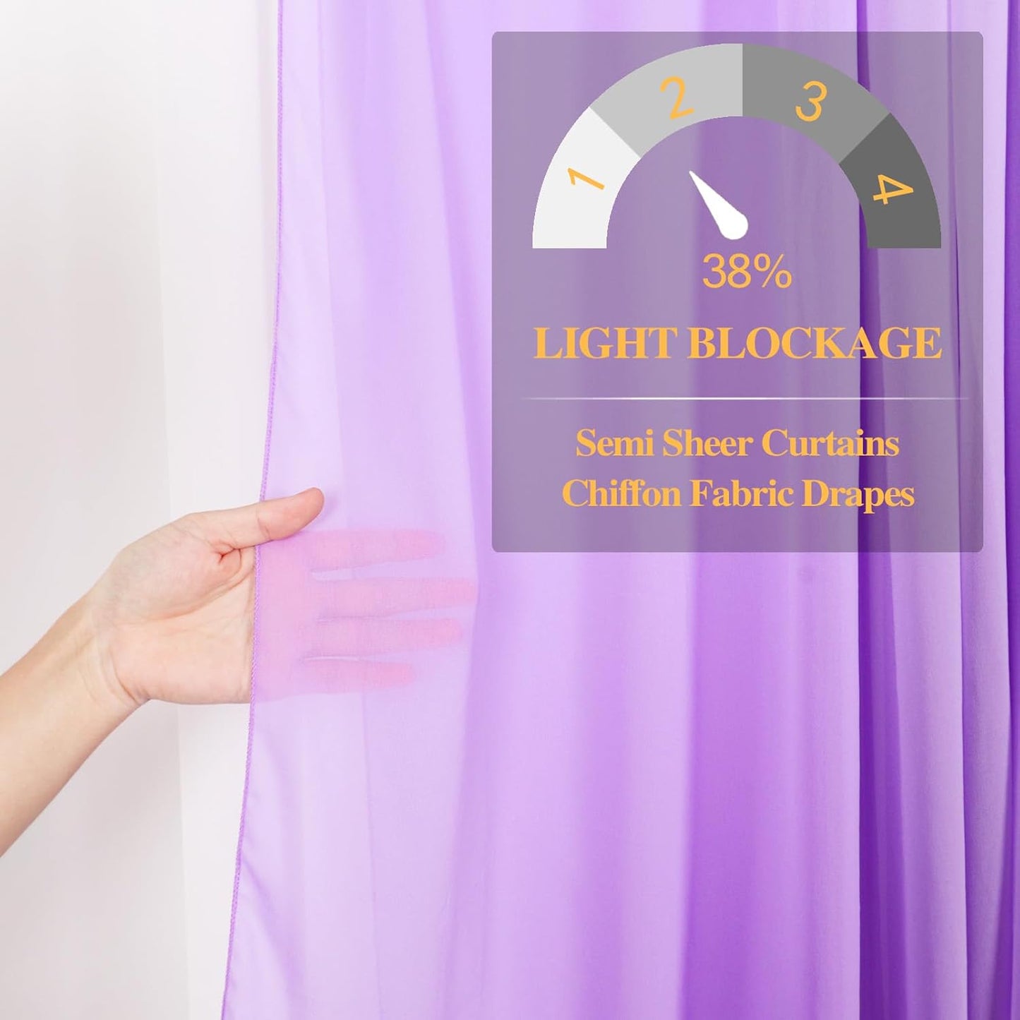 DUOBAO Chiffon Backdrop Curtain-2 Panels 29x96-Inch Wedding Backdrops Drapes Lavender Sheer Curtain Panels Tulle Drape Chiffon Fabric Photography Background for Party (29''x96''x2pcs, Lavender)