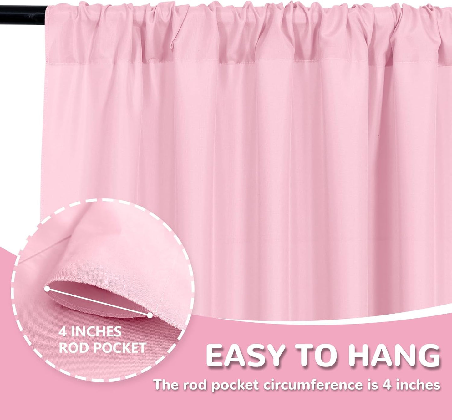 MEETSKY Pink Backdrop Curtain for Parties Baby Shower Pink Photo Curtains with Rod Pockets Backdrop Drapes Privacy Fabric Decoration for Wedding Birthday Gril Party Home Decor, 5ft x 8ft, 2 Panels