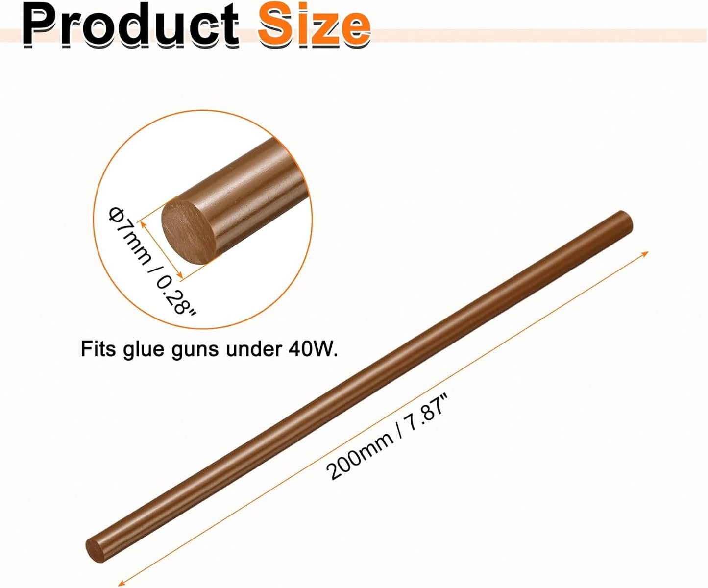 HARFINGTON 10pcs Hot Glue Sticks 0.28" Dia x 7.87" Long EVA Mini Hot Melt Adhesive Glue Stick for Hot Melt Gun Wood Plastic Glass Flowers Fabrics Foam, Brown