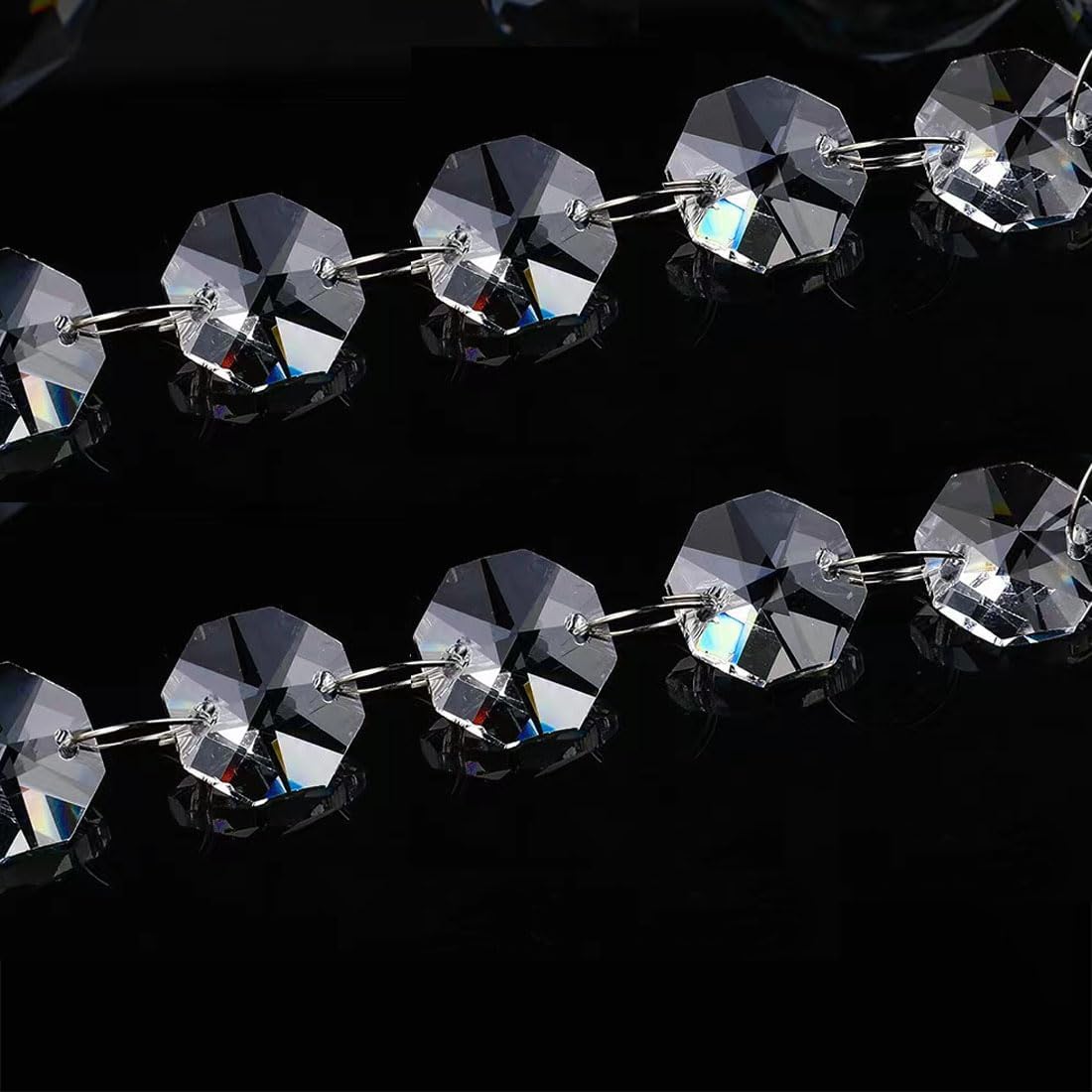 16FT Clear Crystal Glass Garland Strands,Hanging Chandelier Bead Chain,Hanging Ornament String Decorations for Centerpiece,Christmas Tree,Wedding, Party,Celebration