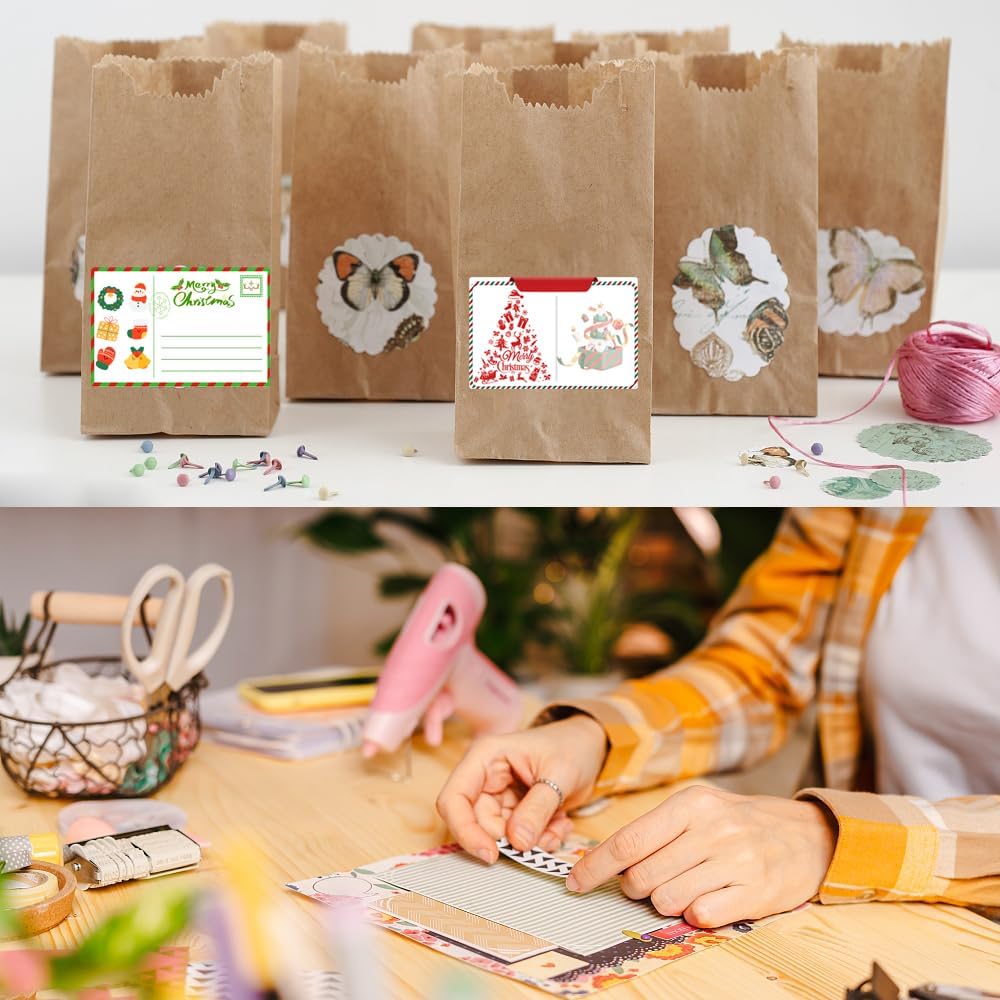 100-1000pcs Custom Stickers Merry Christmas Stickers Personalized Labels Adhesive Xmas Decorative Envelope Seals Stickers for Cards Gift Boxes(Round-3)