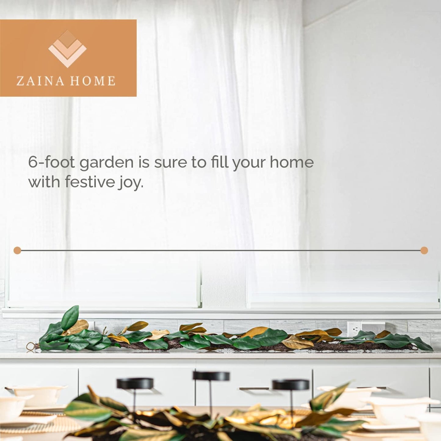 Green & Gold Magnolia Garland, 6ft Magnolia Leaf Christmas, Handmade Magnolia Christmas Decor with Faux Magnolia Leaves, Perfect Garland for Mantle & Holiday Decorations