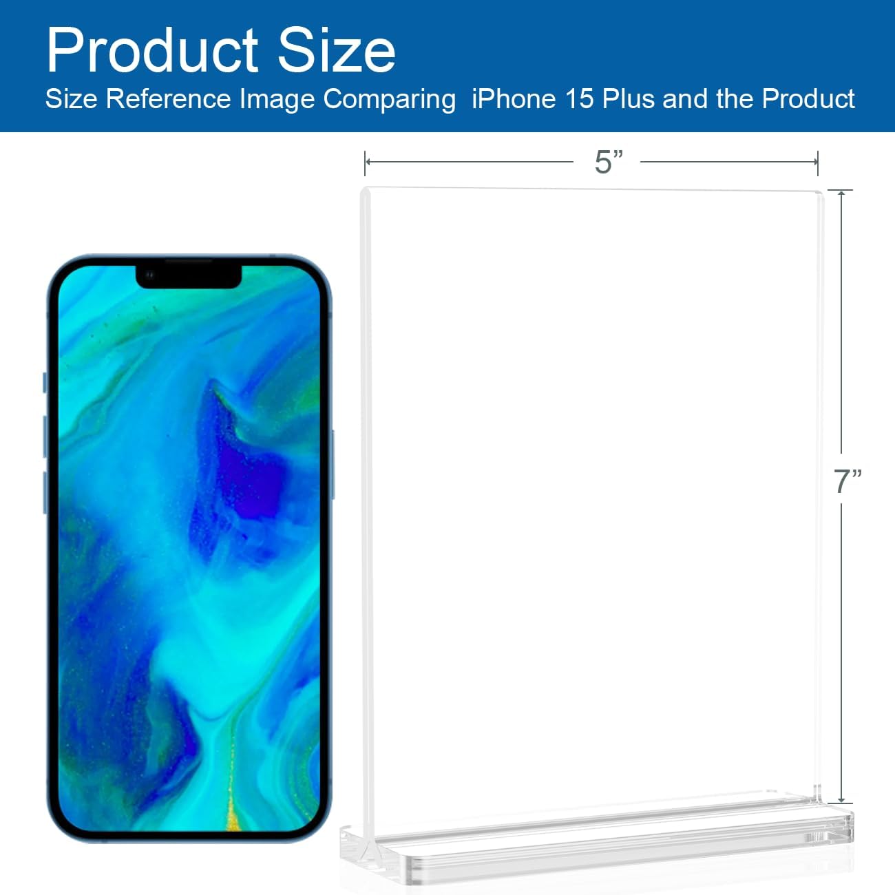 BlueValley Clear Acrylic Sign Holder 5x7 Vertical Double Sided Acrylic Photo Picture Frame for Office Desk, Table Sign Holder for Store, Rrestaurant, Hotel, Cafe, Show Fairs, Vendor-for Brochure Flyer Menu Document-6 pack