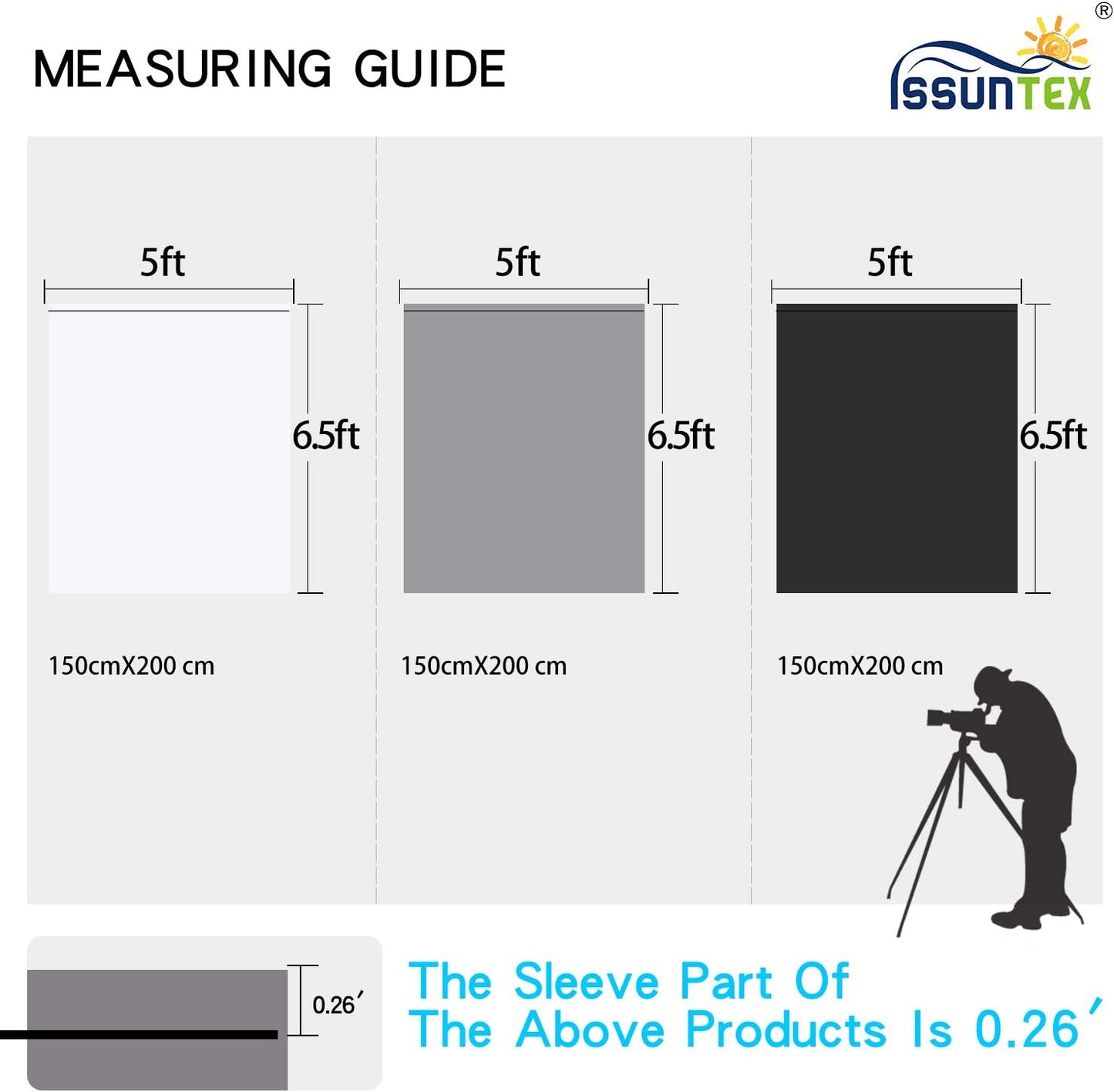 ISSUNTEX 5X6.5 ft White Background Backdrop,Photo Studio,Collapsible High Density Screen for Video Photography and Television