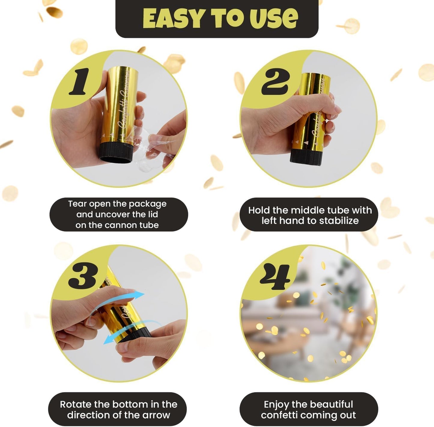 Small Confetti Cannon 24 Pack Mini Confetti Poppers Gold Party Poppers Confetti Small Party Confetti for Kids Ideal for Weddings Birthdays Graduations Baby Shower Christmas New Years