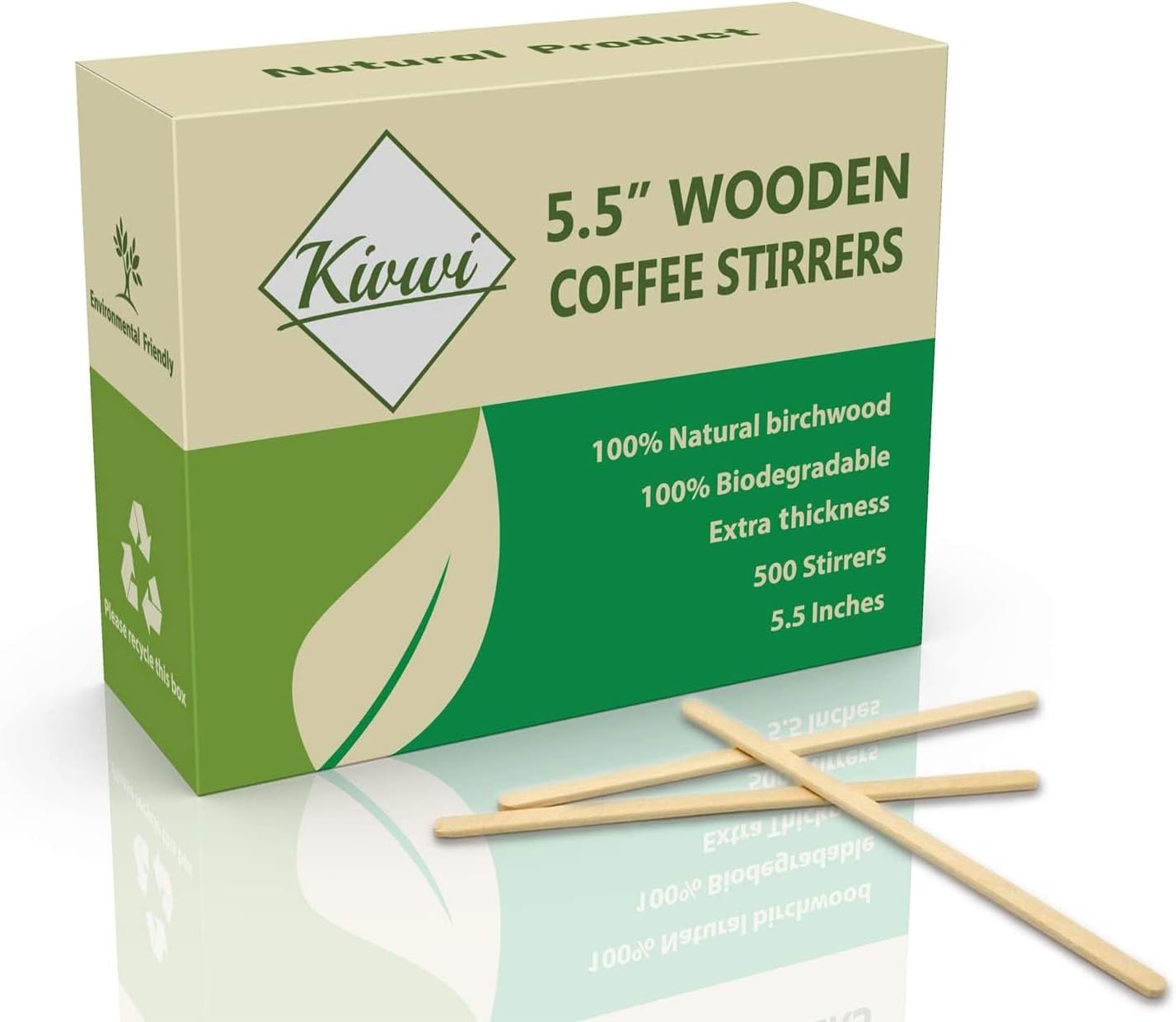 Premium Wooden Coffee Stirrers, 5.5 Inches Stir Stick, Box of 500
