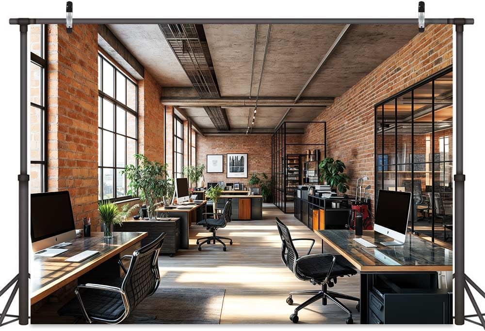 10X8ft Office Video Photo Backdrop Photography Background for Recording Conference, Zoom Home Podcast Backdrops Photo Booth Prop Decorations Wall Decor Tablecloth