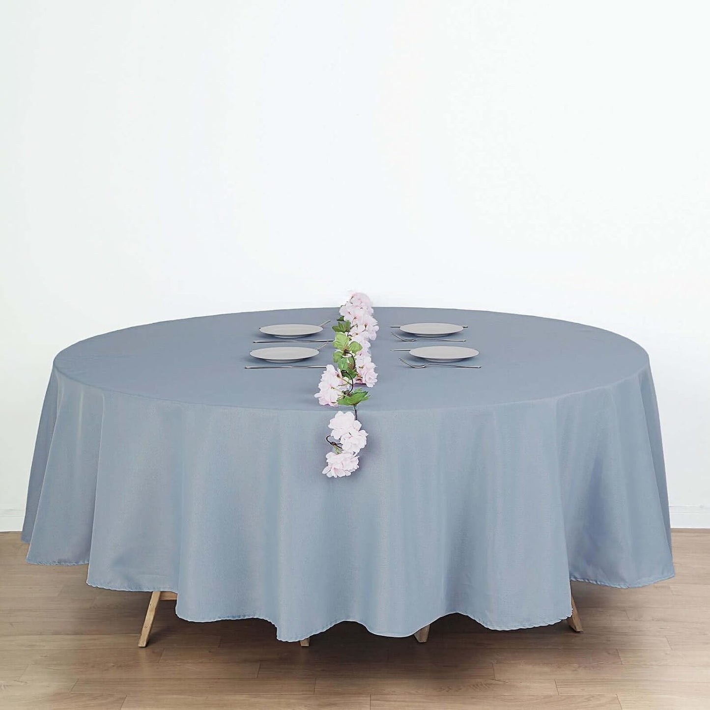 Efavormart Round Tablecloth, 108 Inch Stain & Wrinkle Resistant Washable Table Cloth, Decorative Polyester Fabric Table Cover for Banquet, Wedding, Dining- Dusty Blue