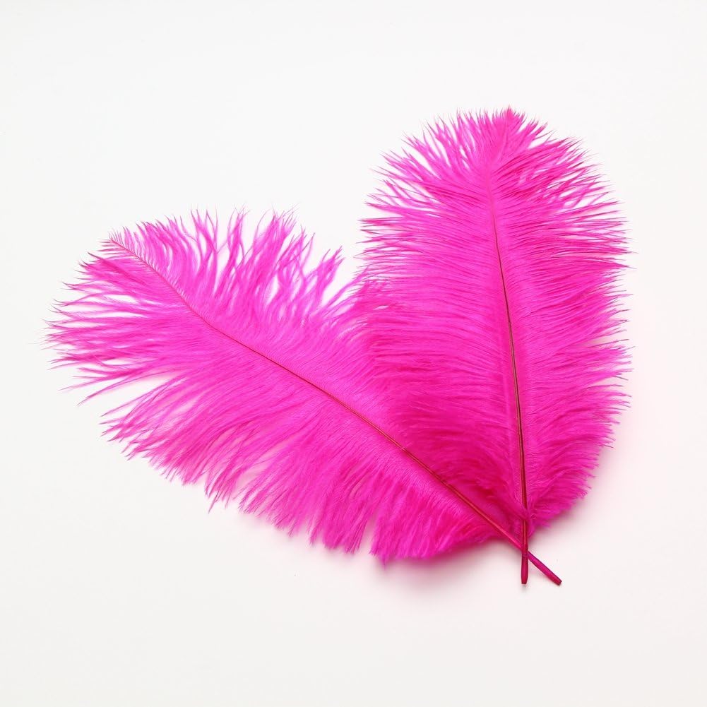 Sowder 10-12inch(25-30cm) Ostrich Feathers Plume for Wedding Centerpieces Home Decoration Pack of 10pcs(Fuchsia)