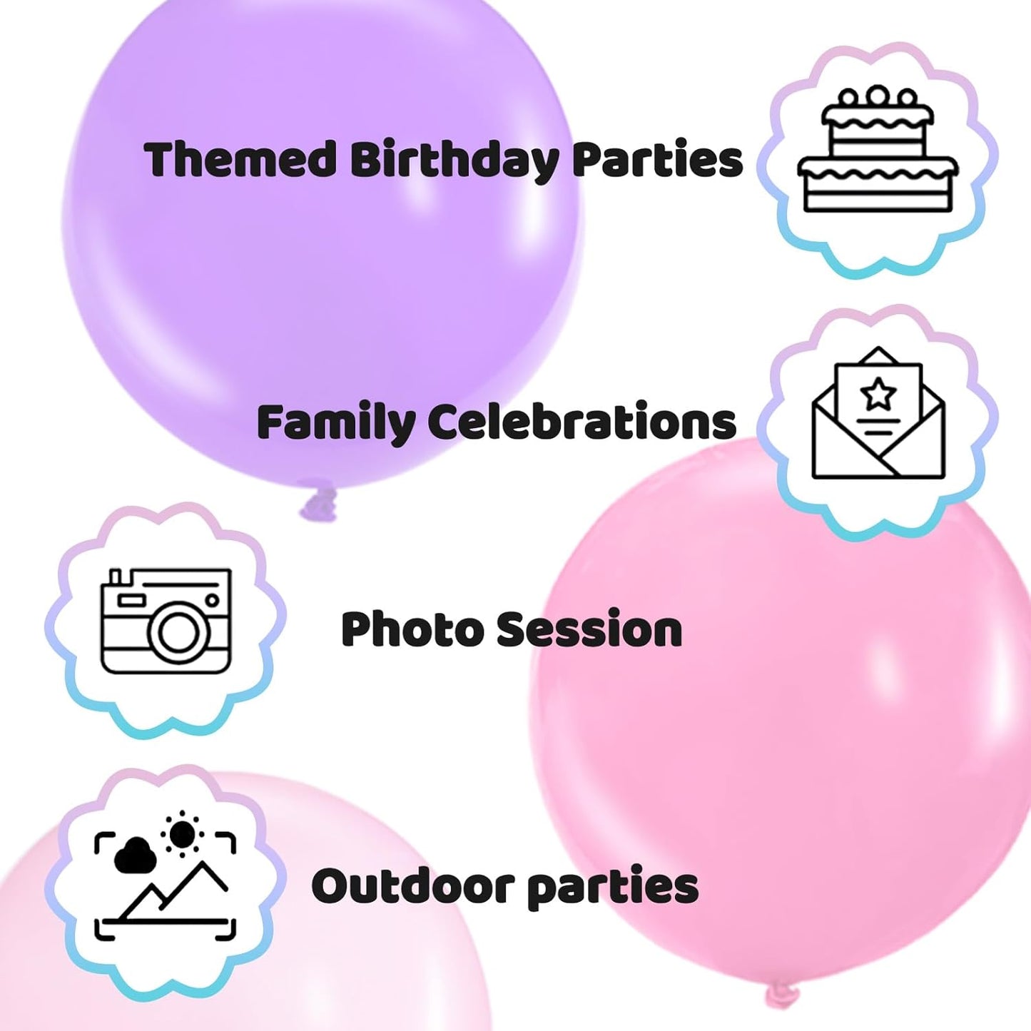 KAWKALSH Assorted Rainbow Giant Balloons 36 Inch, 9pcs Jumbo Multicolor Large Round Latex Balloon for Birthday Baby Shower Wedding Party Decorations