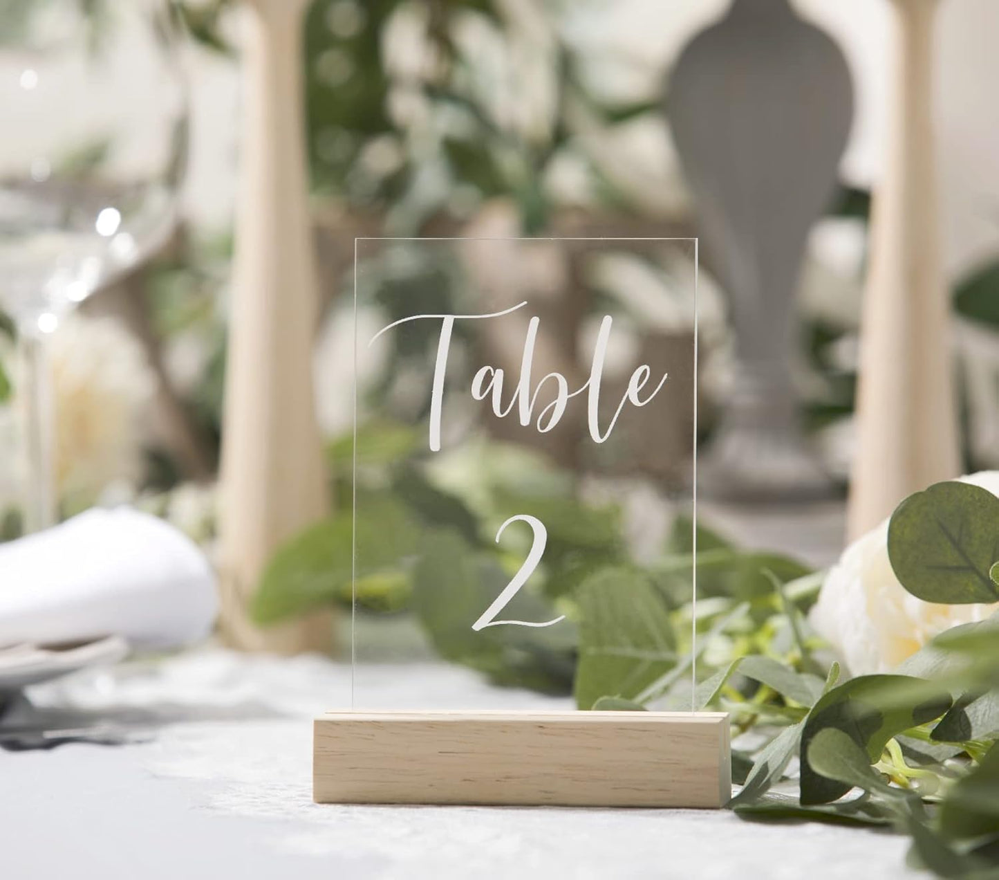 UNIQOOO 20 Pack Modern Sign Holders for Acrylic | Wood Table Number Display Stands | Place Card Holder, Photo Stand, Perfect for Retail Shop, Cafe Bar, Wedding Dinner Party and Events Decoration