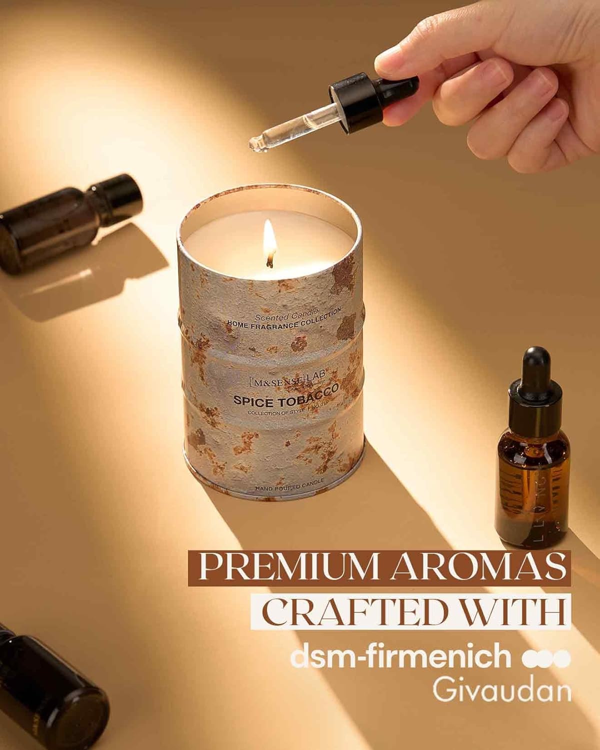 M&SENSE Spice Tobacco Scented Candles Natural Non Toxic, Aromatherapy Candle for Stress Relief Meditation Relaxing, Housewarming Gifts for Women Men, 11.3oz 70 Hour Long Burning