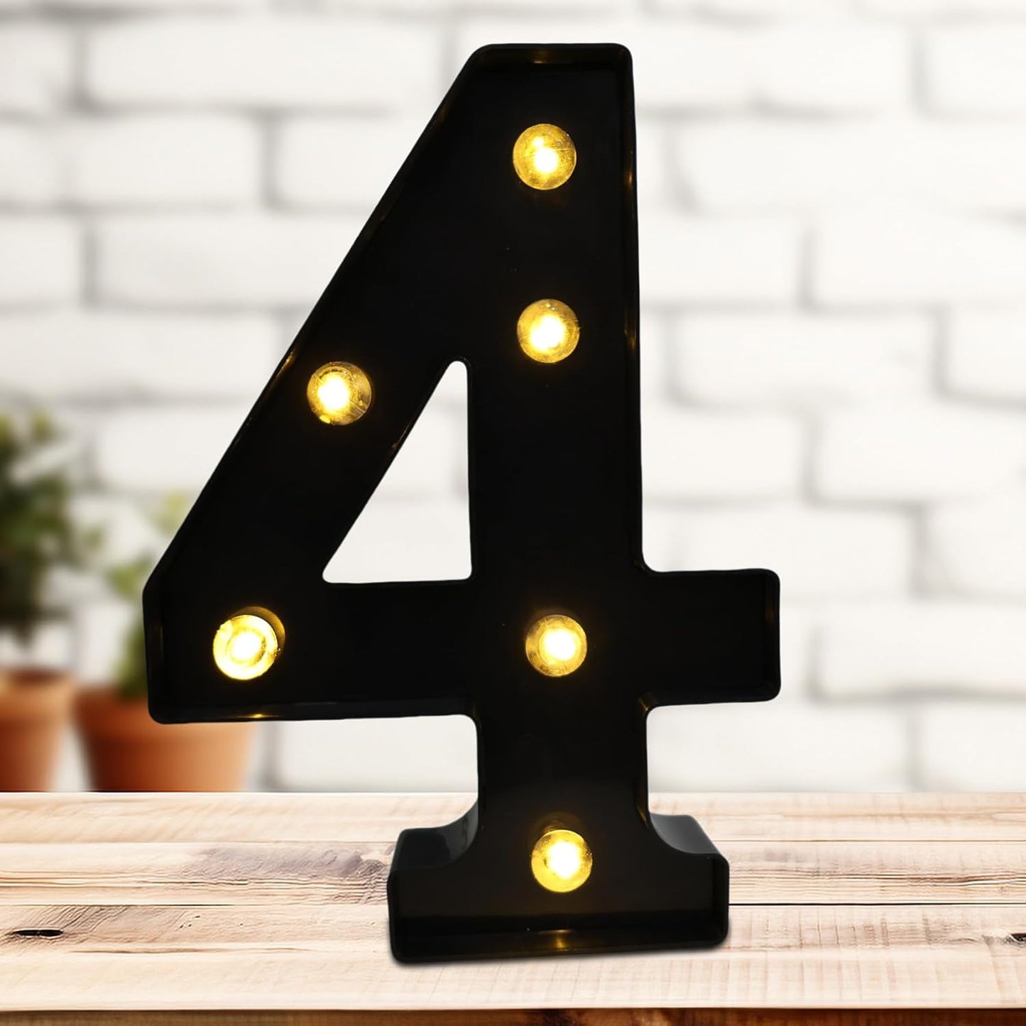 LED Marquee Numbers, 8.58 Inch Led Light Up Numbers for Party, Small Light Up Letters, Battery Powered Lighted Number for Table, Birthday, Night Light, Christmas or Home Decor (Black, Number 4)