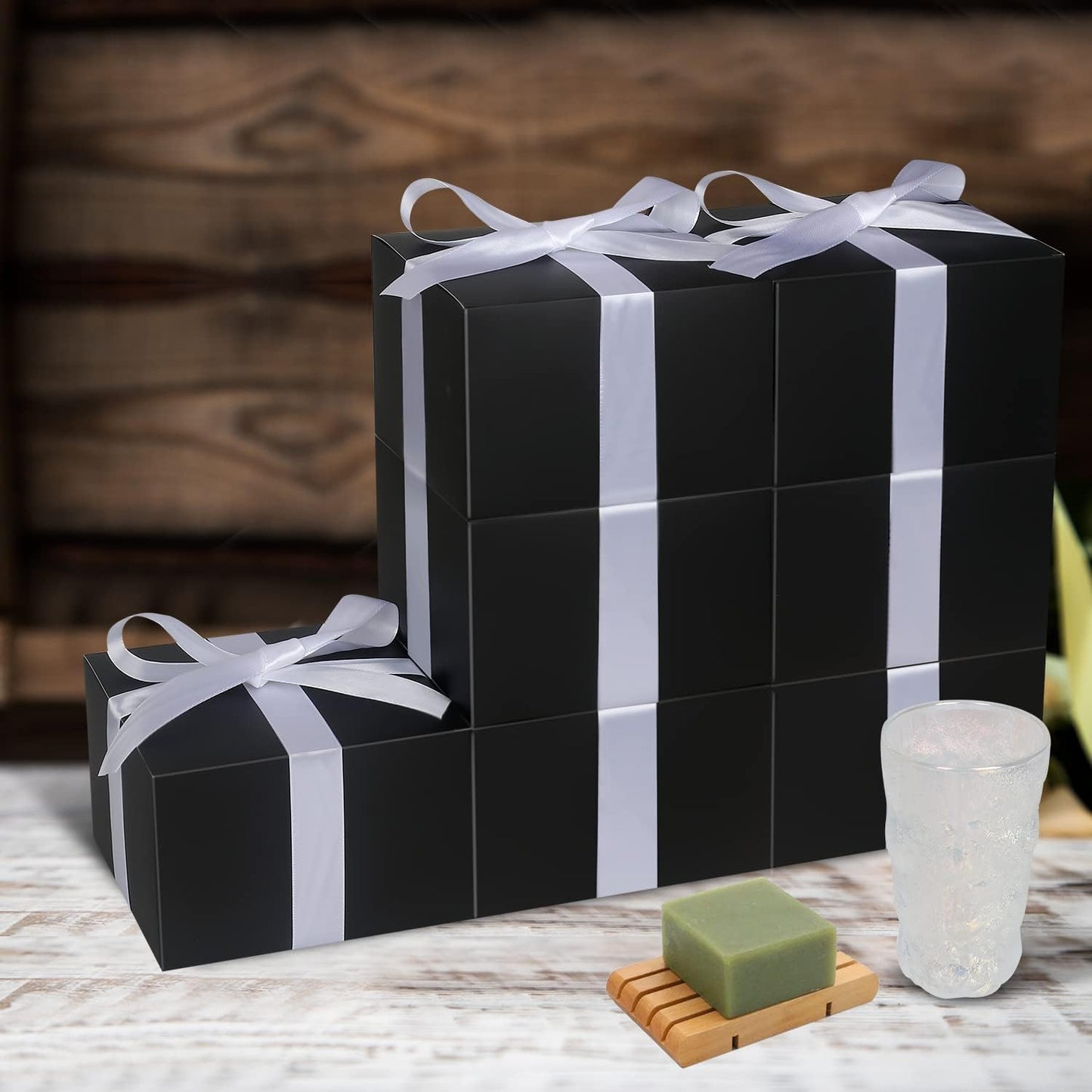 COTOPHER Small Gift Boxes 10 Pack 6x6x4 inches Black Gift Boxes with Lids for Gifts, Crafting, Wedding Party Favor, Cupcake Box, Candy, Bridesmaids Proposal Box