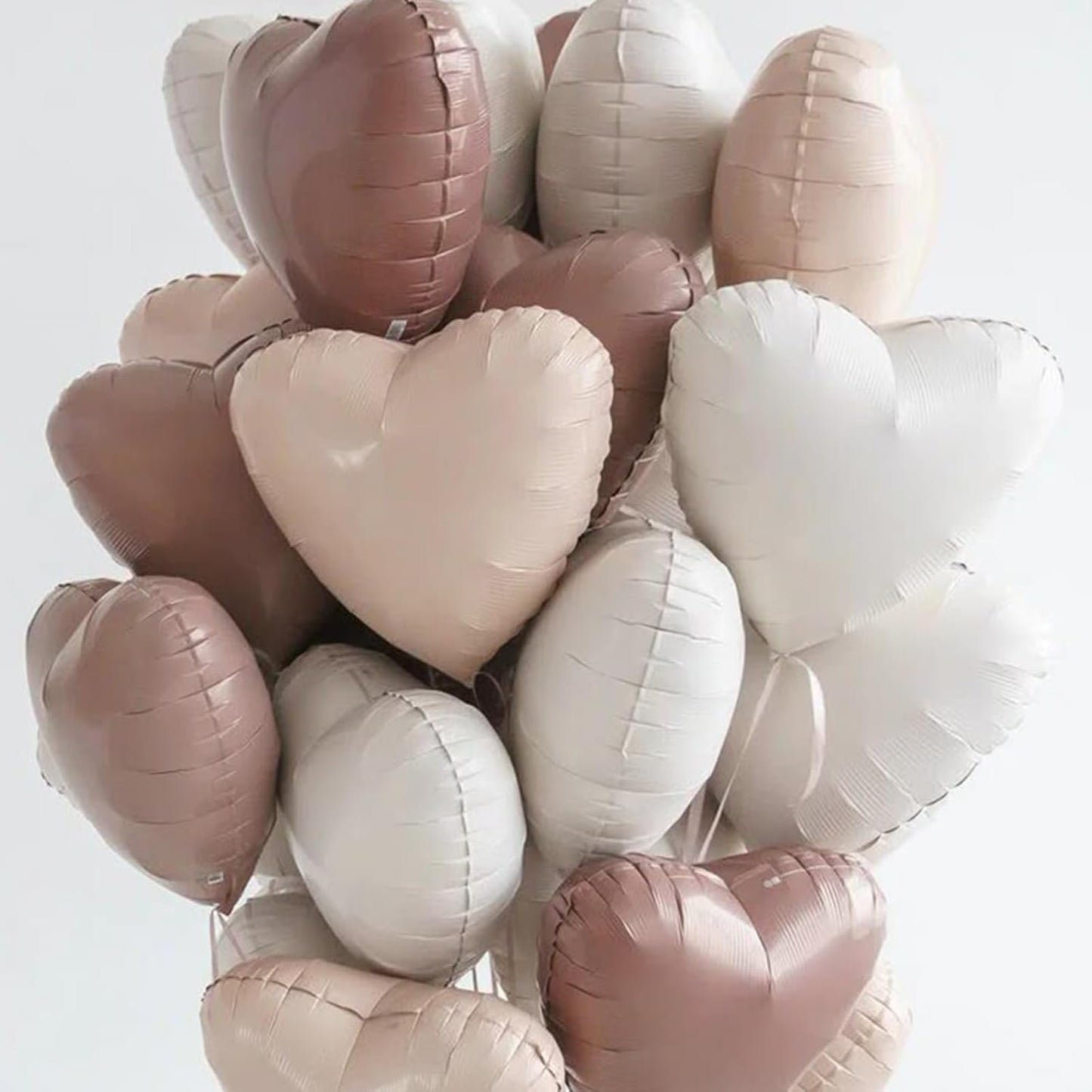 Brown Cream Heart Balloons, 18 Inch Apricot Beige Heart Shape Balloon, 12PCS White Coffee Helium Nude Neutral Heart Balloons for Girls Boho Birthday Marriage Engagement Wedding Party Decoration