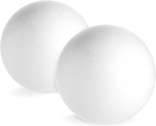 Juvale Sphere Craft Foam Balls - 7.5-Inch White Polystyrene Spheres - 2 Pack for DIY Projects, Floral Centerpieces & Home Decor
