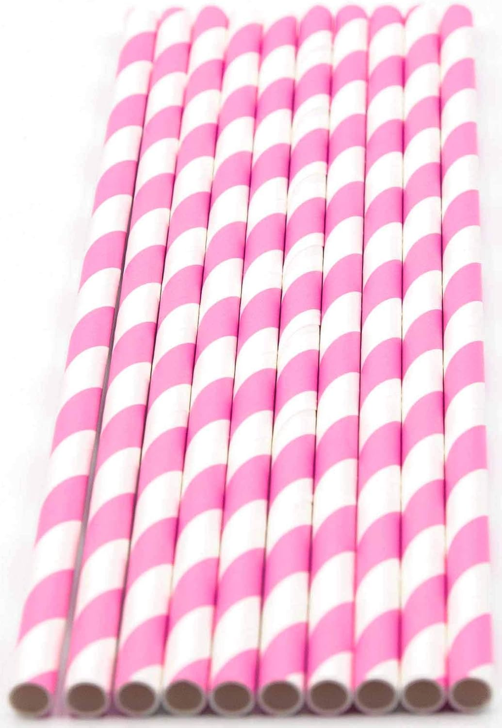 Pack of 150 Baby Pink Swirls Biodegradable 4-Ply Paper Drinking Straws (Compostable, Non-toxic, BPA-free)