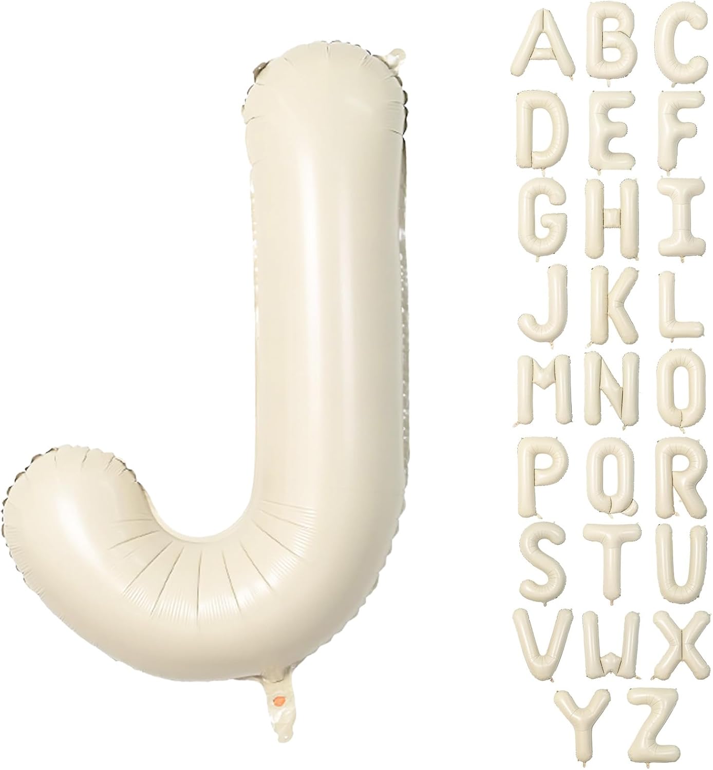 40 Inch Letter Balloons J, Big Custom A-Z Alphabet Foil Name Balloon Cream White, Self Inflating Beige Customize Helium Balloon Letters J for Women Girls Birthday Bride Baby Shower Party Decorations