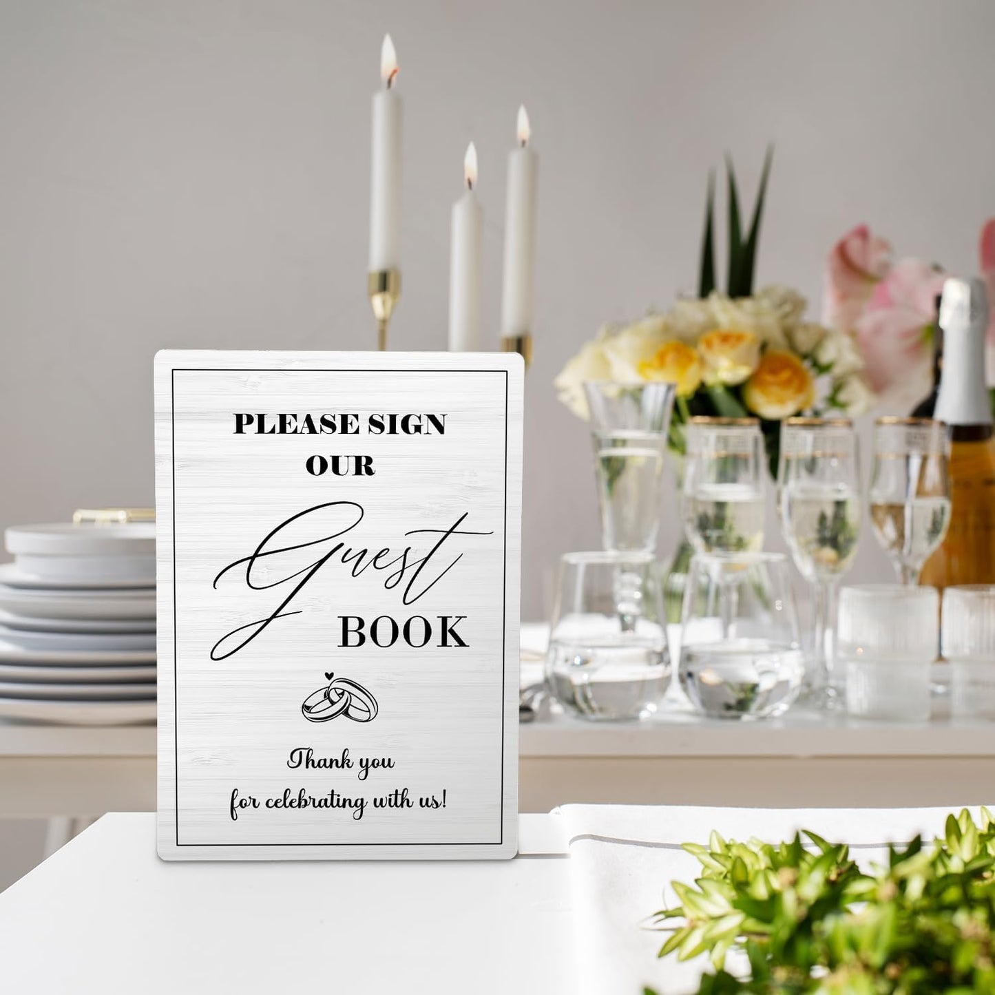 Wedding Guestbook Sign, Guestbook Wooden Sign Stand 5x7inch, Please Sign Our Guest Book Wedding Sign Stand, Wedding Signs for Reception, Wedding Table Decorations, Wedding Table Sign