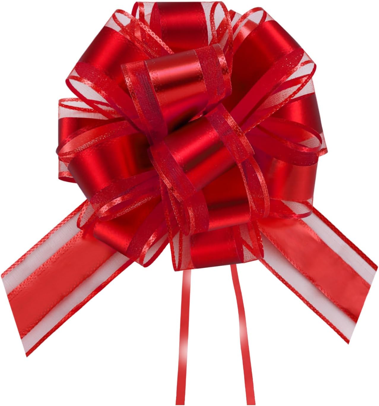 7 Pieces Large Pull Bows, 6 inche, Big Bow for Gift Wrapping, Christmas Party Birthday Gift, Wedding Baskets,Valentine's Day Gift Decorations, Flower Decoration (Red)