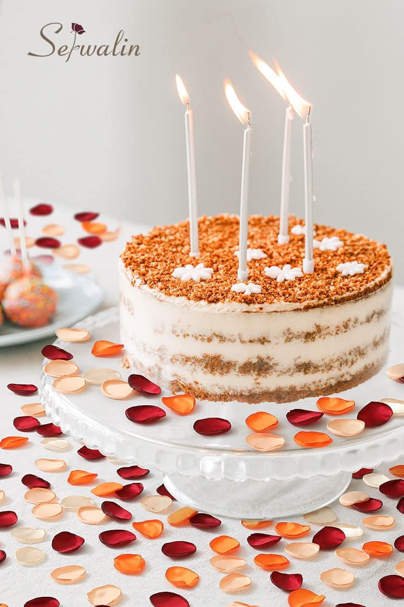 Serwalin 500Pcs Silk Rose Petals Flower Petals for Weddings Burgundy Gold White Petals Fake Orange Petals for Aisle Flower Girl Basket Bridal Shower Table Decor (4 Color Mixes)