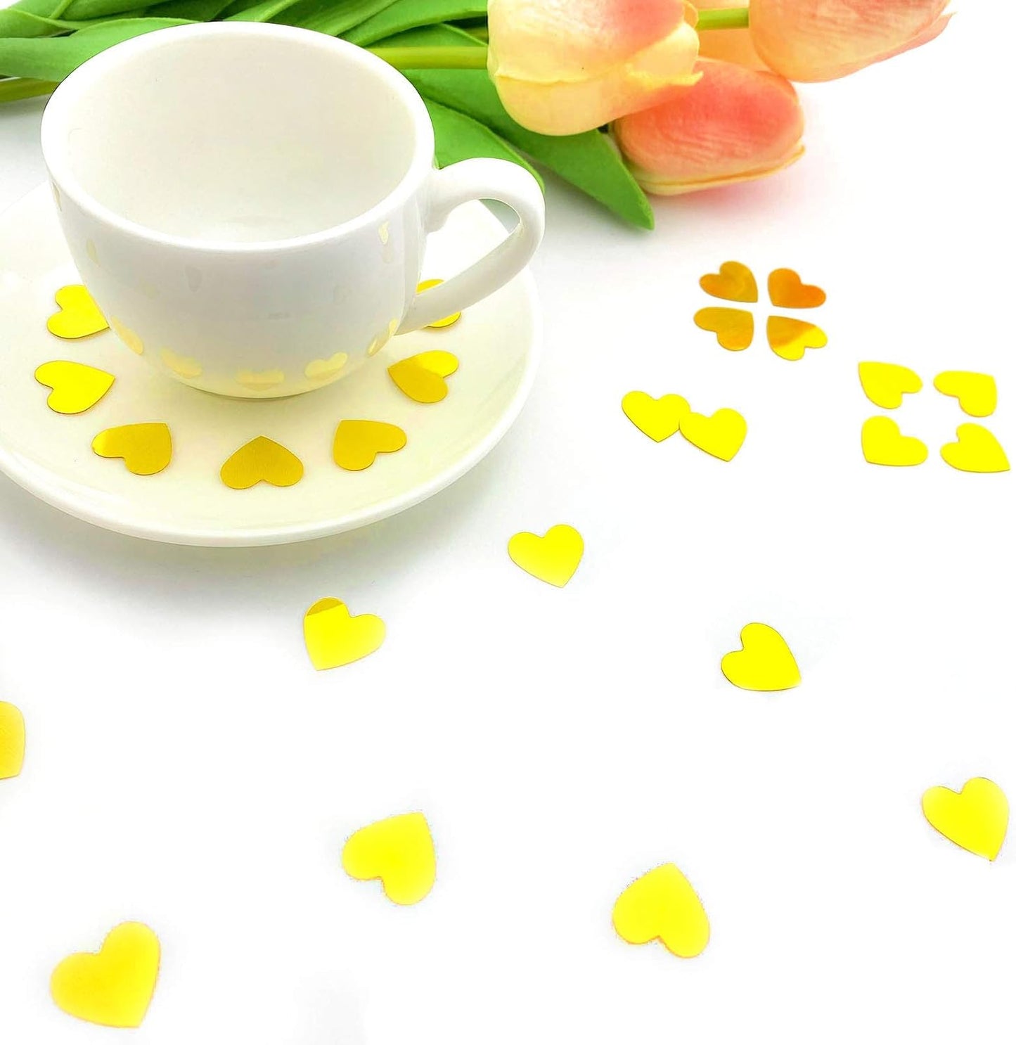 Heart Confetti Valentine's Day Table Confetti Metallic Foil for Party Wedding Happy Birthday Baby Showe Bridal Shower Festival Theme Party Decorations Supplies(Gold)