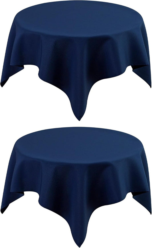 2 Pack Small Square Table Cloth 36X36 Inch Navy Washable Fabric Tablecloth Polyester Solid Table Cover for Night Stand End Table Side Table Outdoor Indoor
