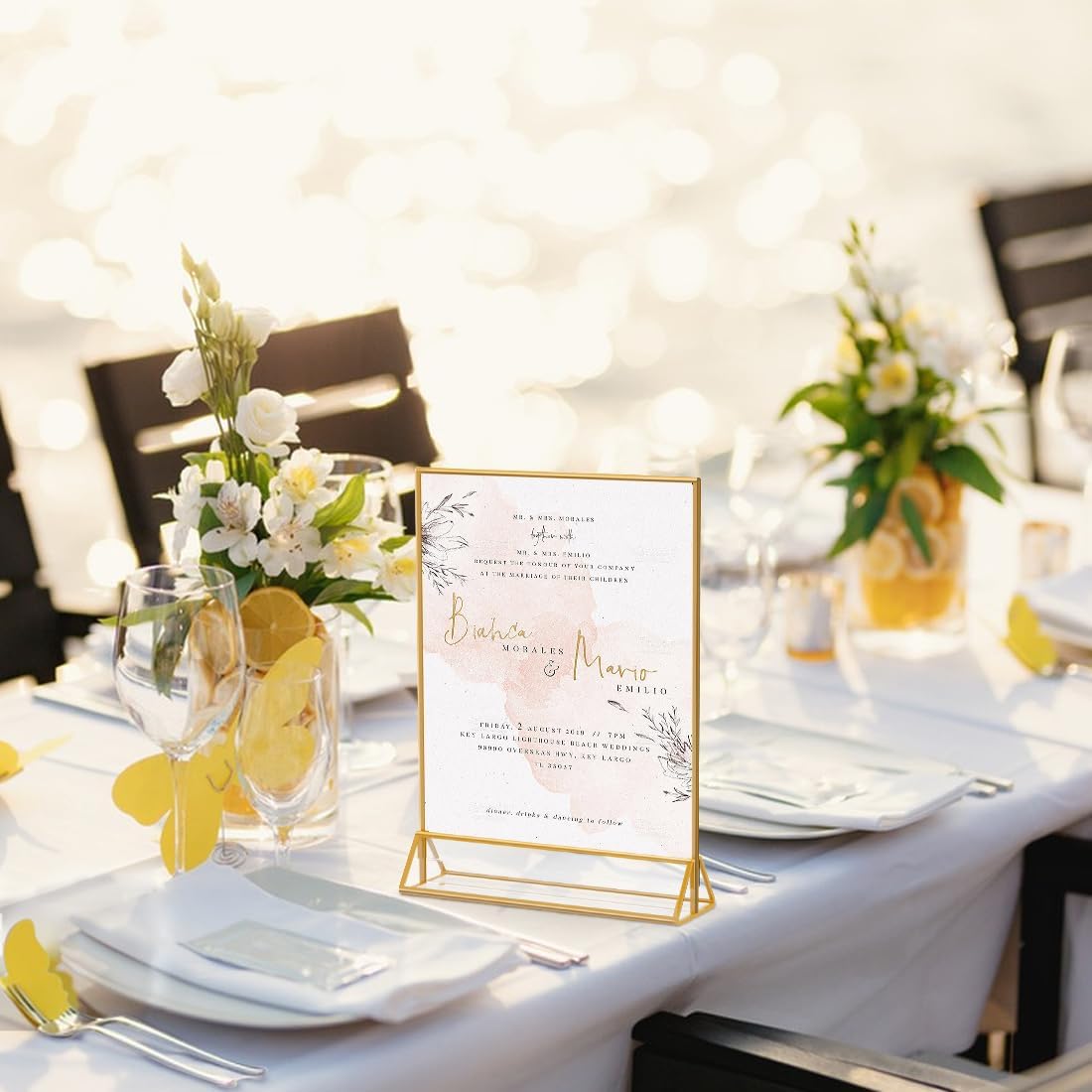 Acrylic Sign Holder 8.5X11 Clear Sign Holder,Double Sided Flyer Holder, Table Menu Holder Display Stand for Wedding Table Number (6pcs)