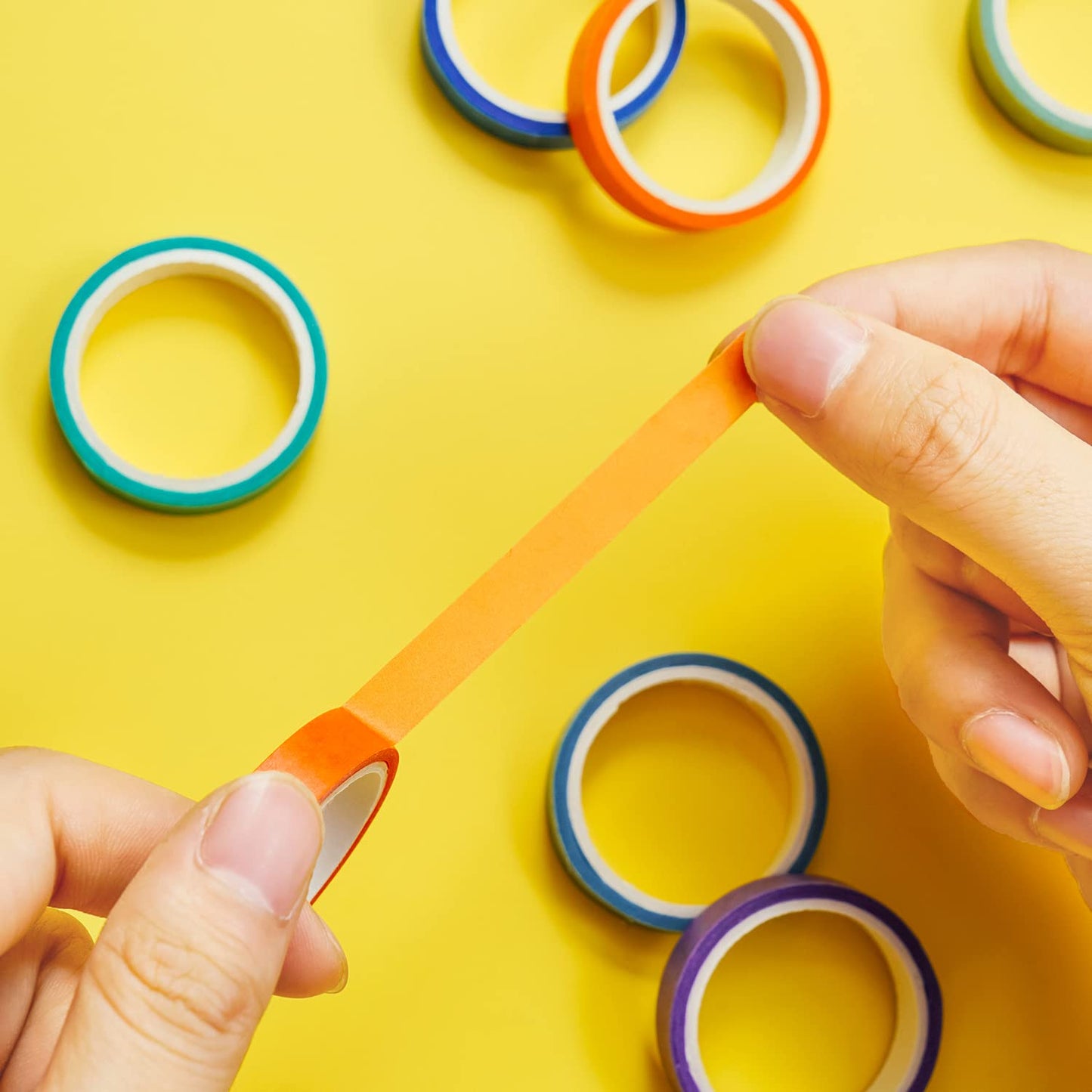 60 Rolls Washi Tape Sets 8mm Wide 10ft Long Basic Solid Color Rainbow Colored Decorative Thin Masking Tapes for Arts, Children Gifts, Bullet Journals, Wrapping Planner, Calendar, Scrapbooking DIY