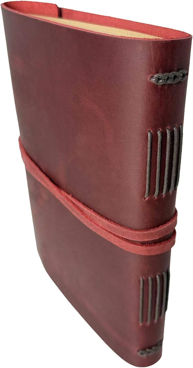 Large Notebook Journal - Genuine Leather Journals for Writing A4 Size Diary 8x10 Inch, Notepad For Women and Man, Gifts,Work,Travel Wine Red
