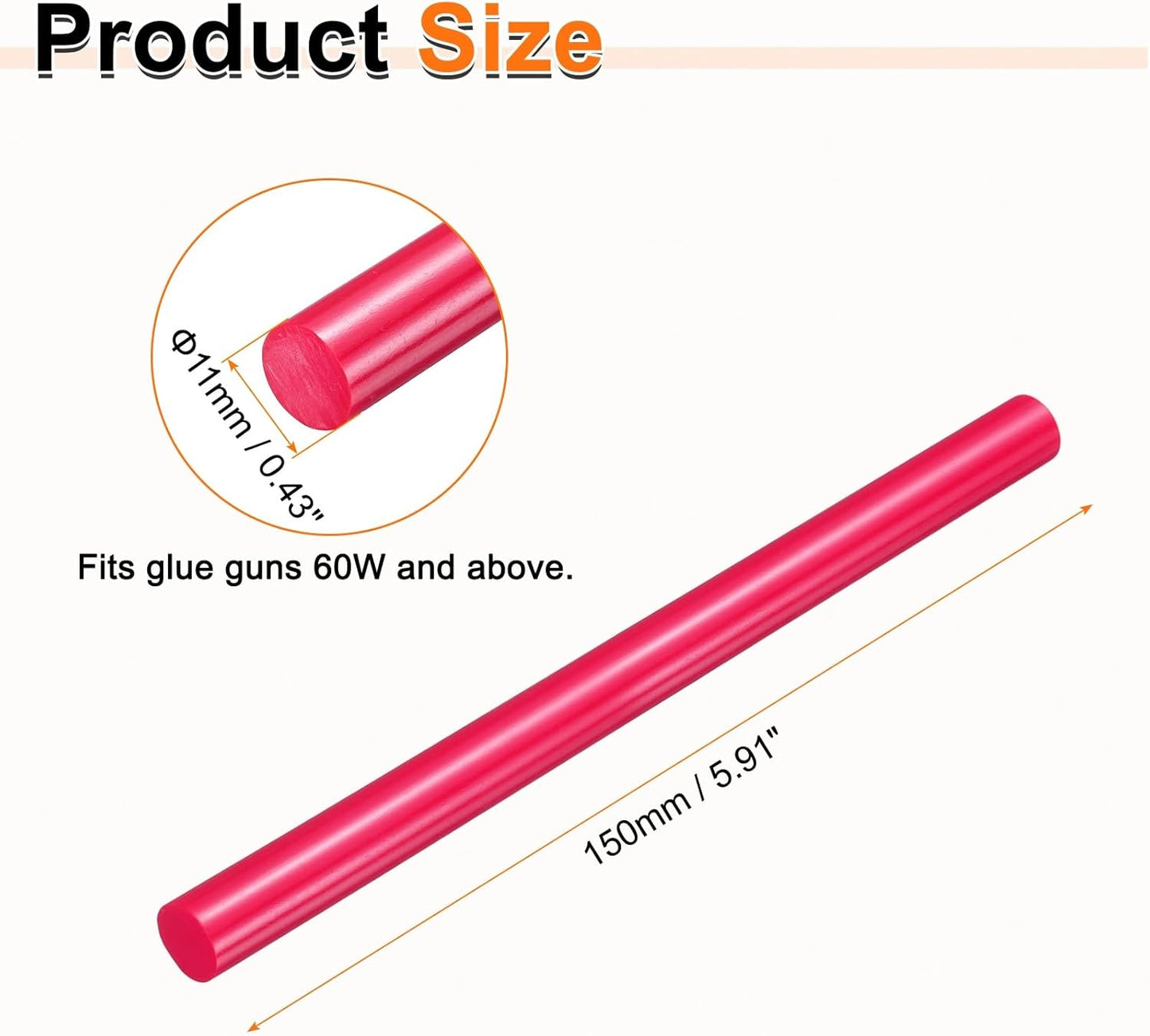 HARFINGTON 10pcs Hot Glue Sticks 0.43" Dia x 5.91" Long EVA Mini Hot Melt Adhesive Glue Stick for Hot Melt Gun Wood Plastic Glass Flowers Fabrics Foam, Rose Red