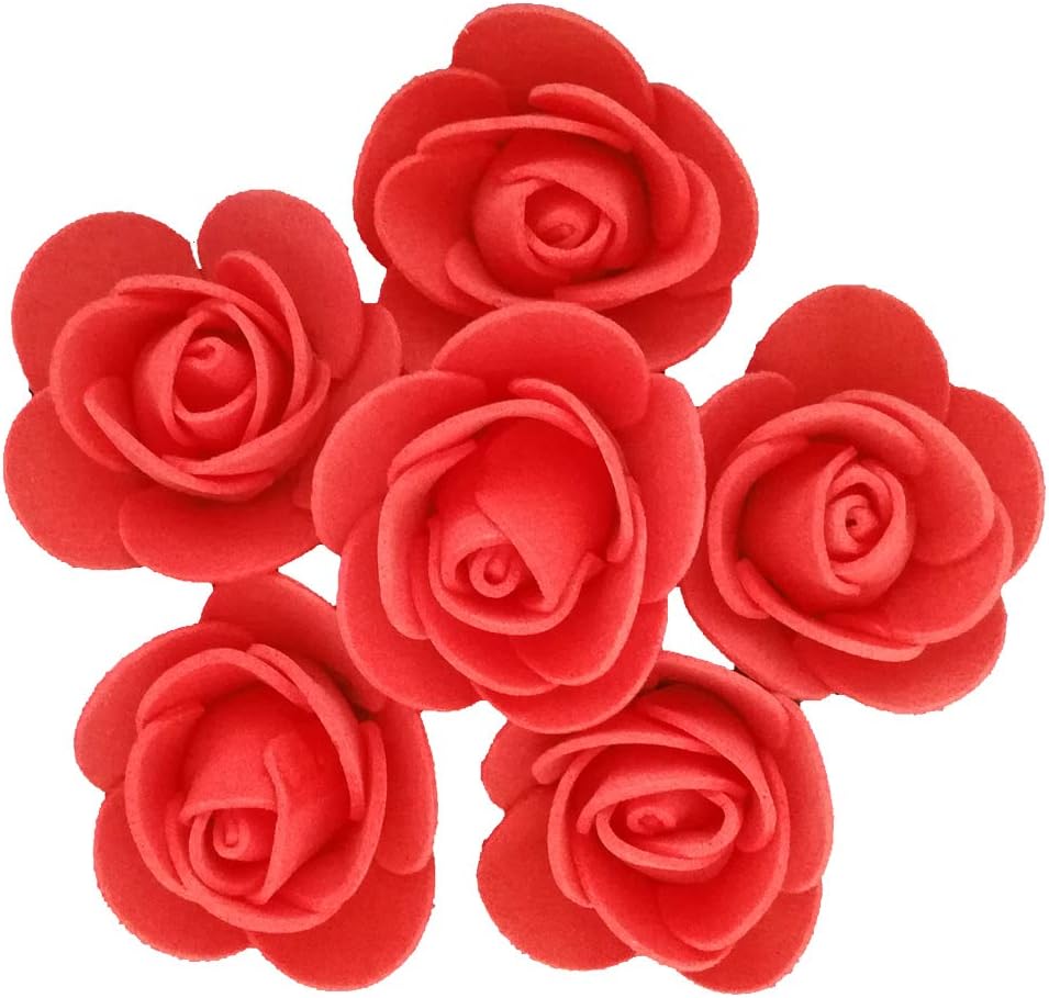 Artificial Flowers 100PCS 3CM Mini Fake Roses for DIY Wedding Bouquets Centerpieces Party Baby Shower Home Decorations (Red)