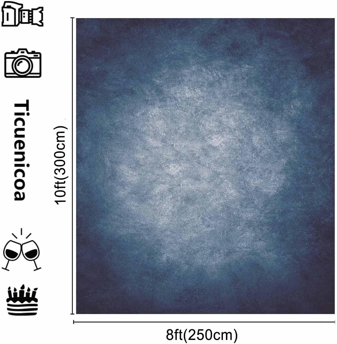 8x10ft Dark Blue Gradient Portrait Photo Backdrops Bright Center Abstract Photography Backdrop for Studio Photo Booth Prop Banner Decor Background