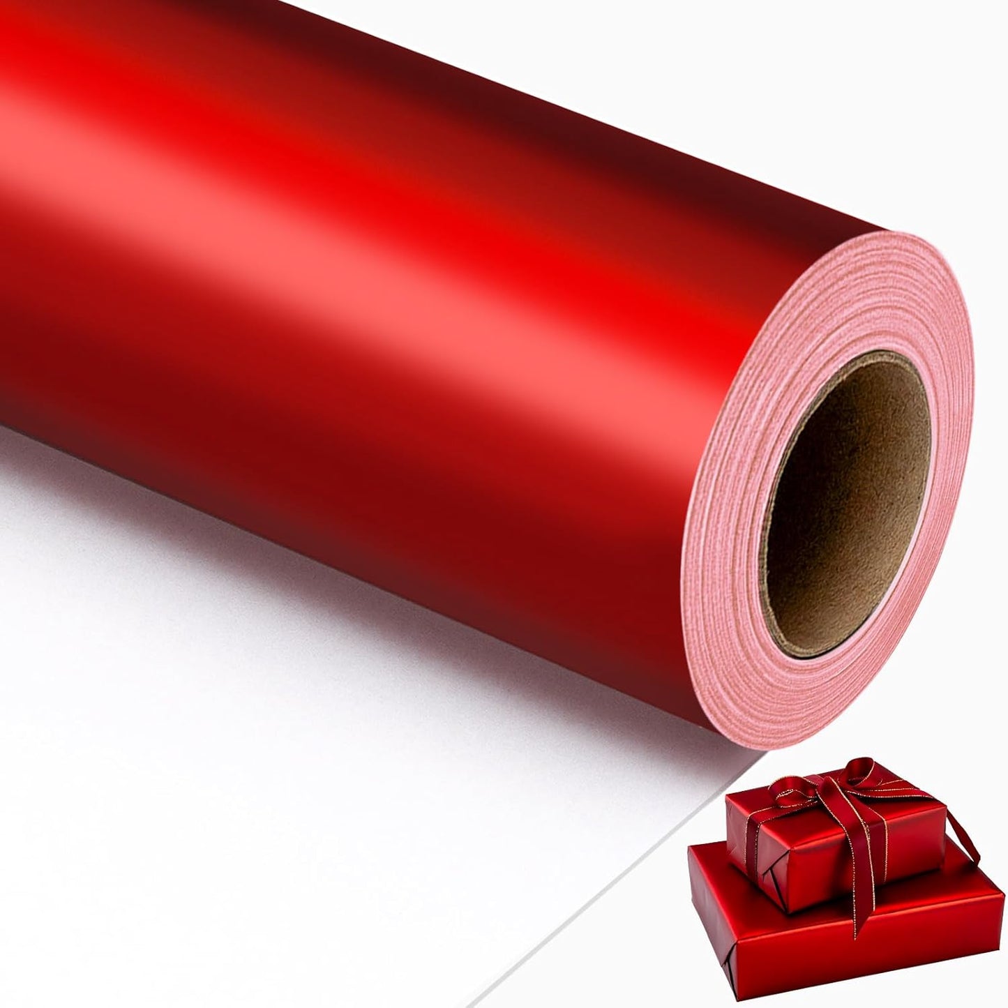 Garbendy Red Wrapping Paper - Solid Color Metallic Sparkle Paper Perfect for Birthday, Wedding, Baby Shower, Party - 17 Inch X 33 Feet