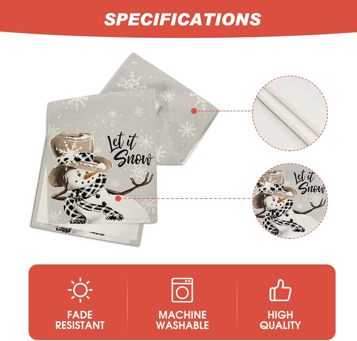 Artoid Mode Grey Snowman Snowflake Let it Snow Christmas Table Runner, Seasonal Winter Kitchen Dining Table Decor for Home Party Indoor 13x72 Inch