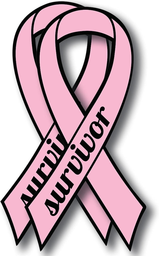 Magnet Me Up Breast Cancer Survivor Pink Ribbon Magnet Decal - 3.5x7 Inches, 2 Pack, Automotive Magnet for Car, Truck, SUV - Show Support and Raise Awareness with This Meaningful Auto Magnet