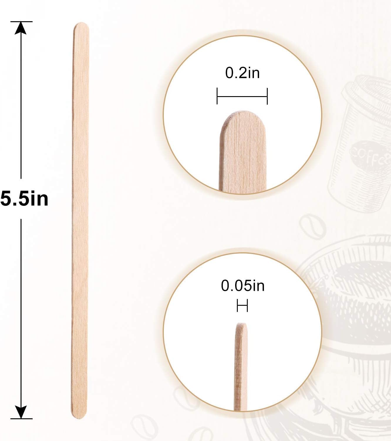 Wooden Coffee Stirrers, Thick Birch 5.5 Inches 1000PCS Disposable Coffee Stirrers Stir Sticks for Coffee & Cocktails, Natural Birch Biodegradabl Food Grade Stir Sticks for Coffee Bar