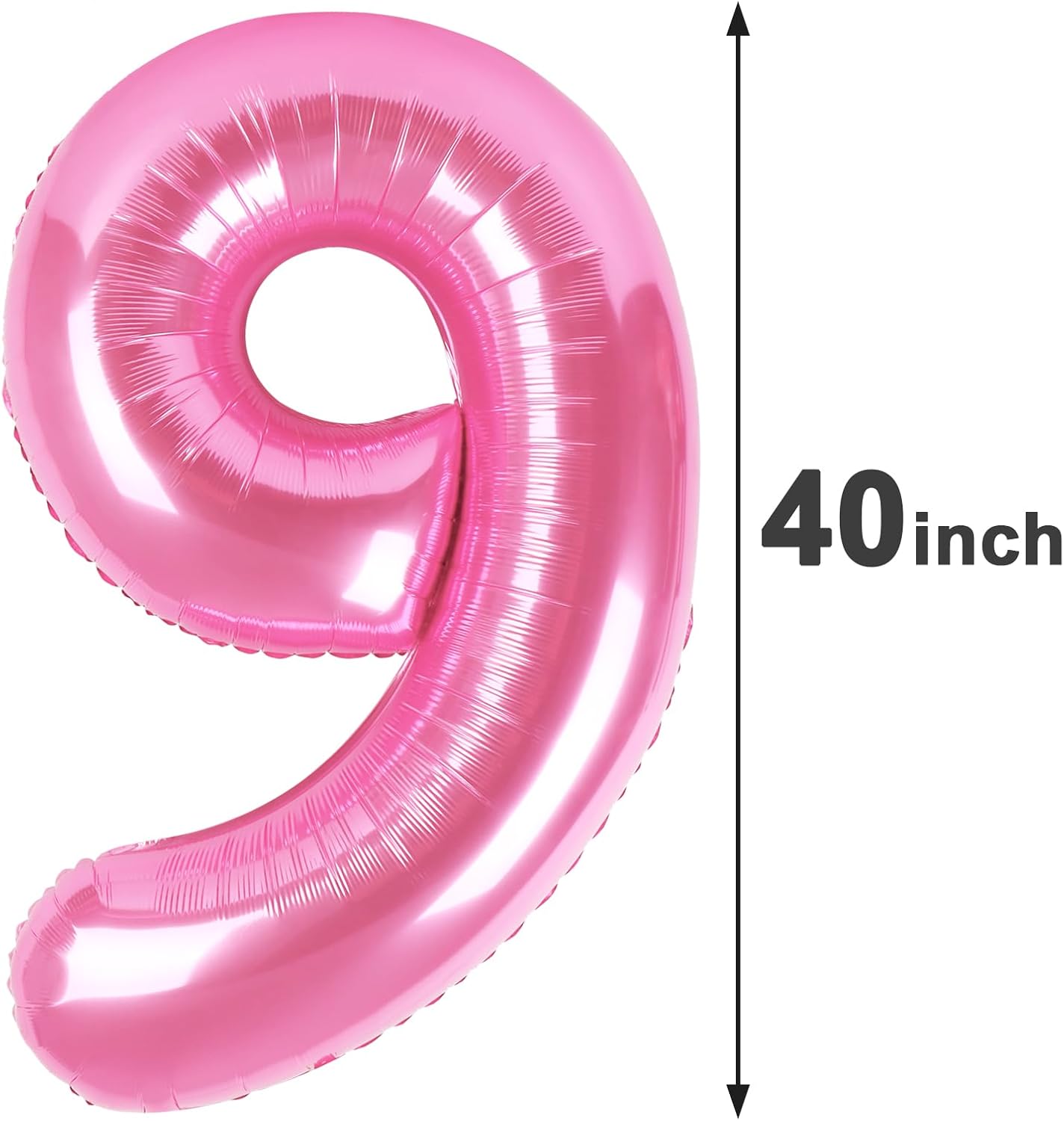 Pink 9 Number Balloon 40 Inch, Jumbo Giant Happy 9th 19 29 39 49 99 Birthday Party Decorations, Large Nine Mylar Foil Anniversary Birthday Party Engagement Decorations