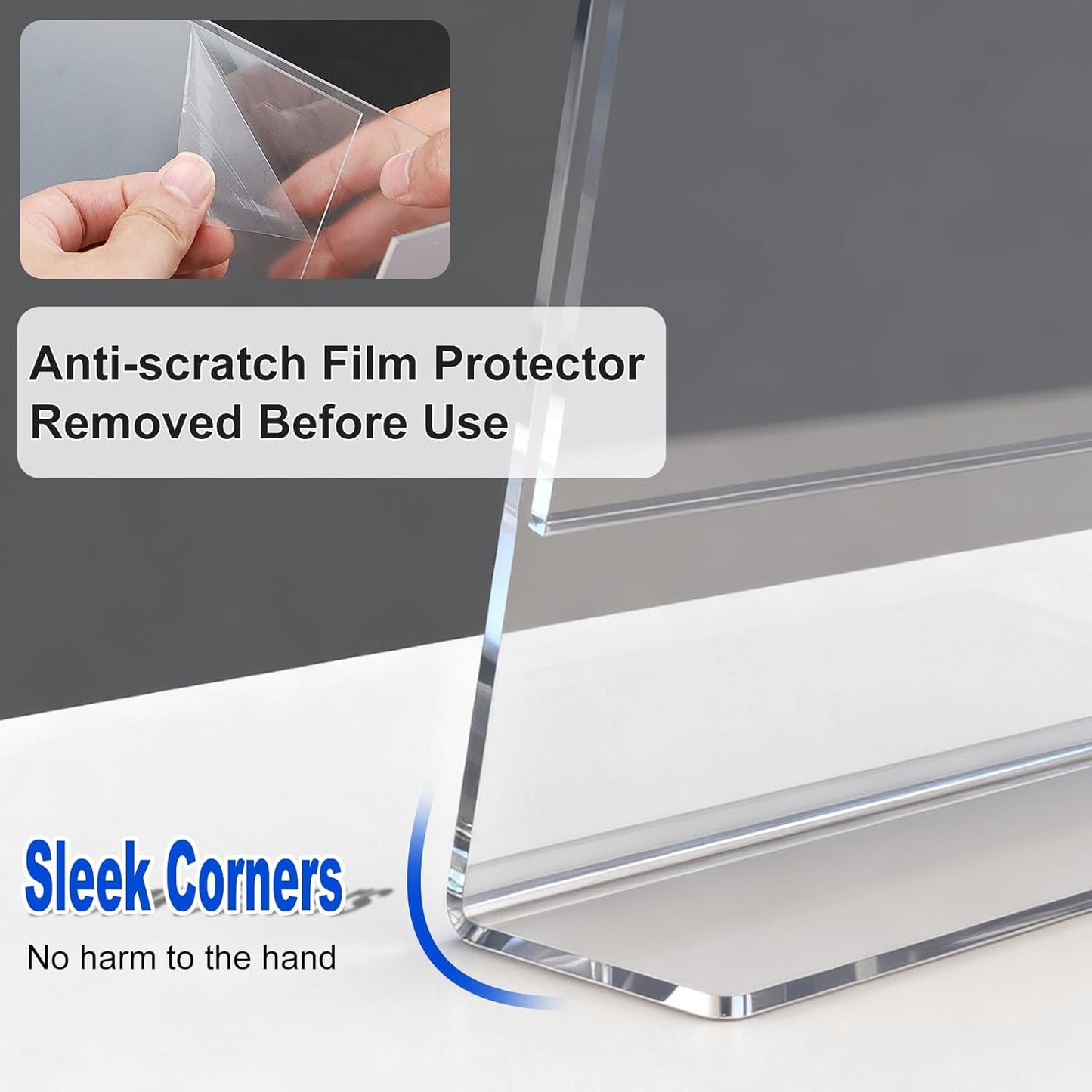 Acrylic Sign Holder 4 x 6 Horizontal, L-Shape Clear Plastic Display Stand for Tabletop, Acrylic Stands for Flyers, Table Paper Holder, Vertical Sign Holder 4x6 for Restaurants, Office and School (Slant 6 Pack 6x4)