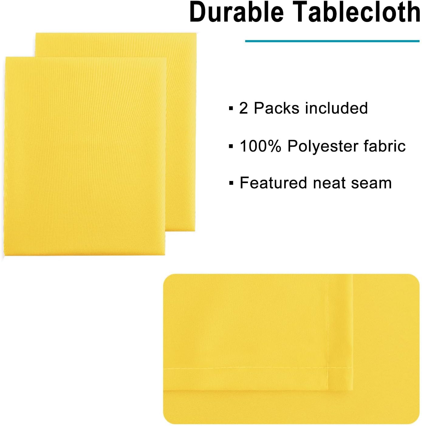 Hiasan 2 Pieces Yellow Rectangle Tablecloth - Spillproof and Waterproof Washable Table Cloth for Dining Room Kitchen Camping, 54 x 108 Inch