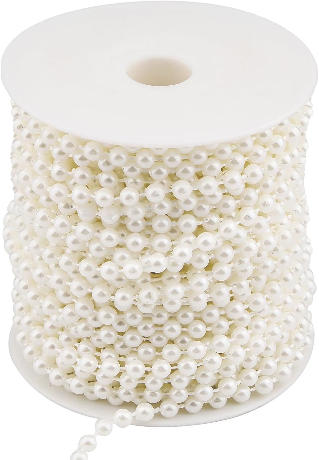 5mm Pearl Beads 66 Feet Pearls String Garland Roll Strand Artificial Beads Chain for Wedding Centerpiece Backdrop Christmas Tree Decoration DIY, Ivory