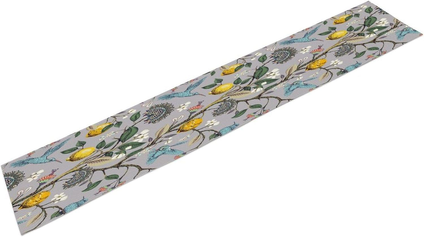 Table Runner with Flowers and Birds, Spring Plant Flowers Table Decoration Linen Table Runner Family Party Party Decorations 13x90 Inches