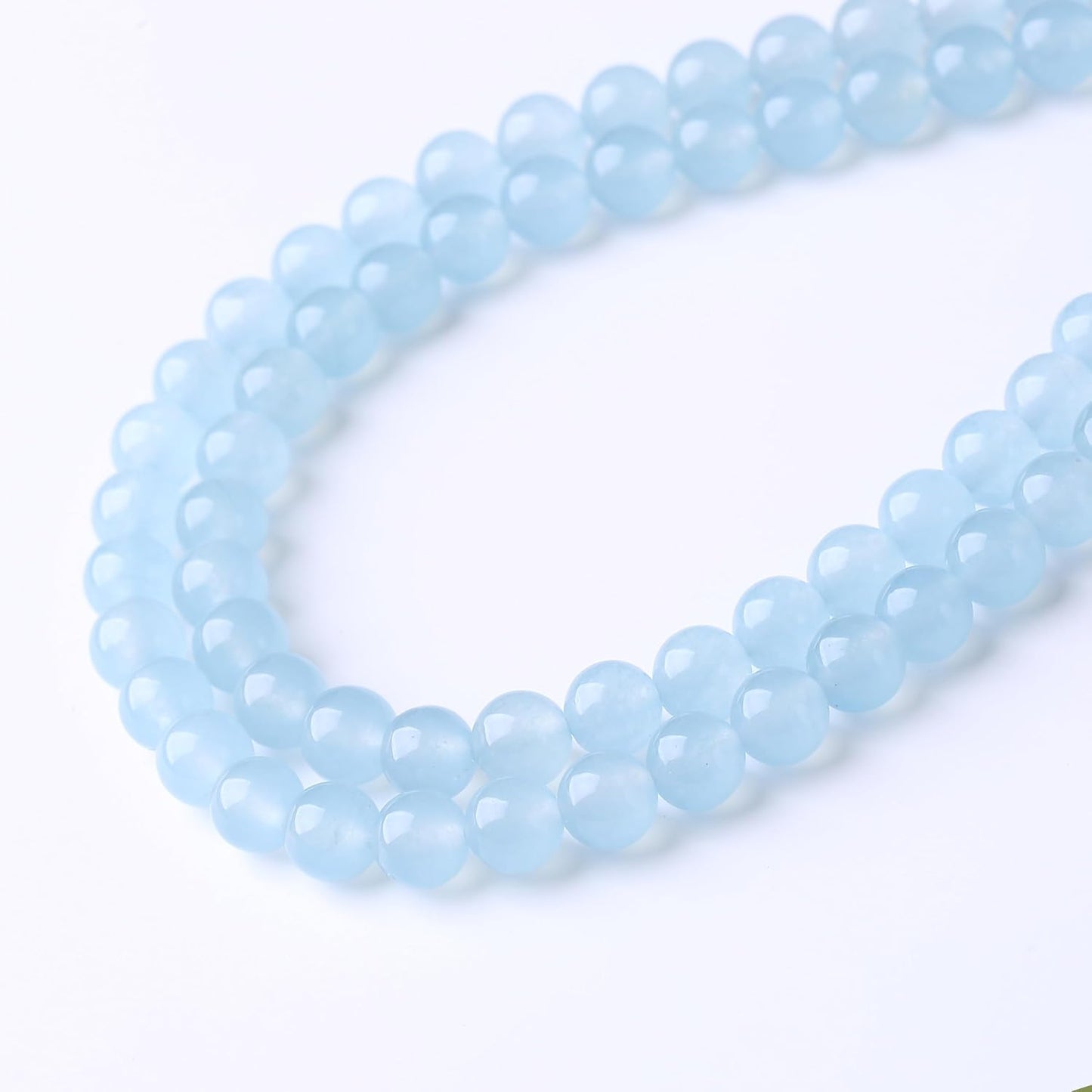 Ice Blue Chalcedony Stone Beads Gemstone Round Crystal Energy Jade Beads Stone Beads for Jewelry Making DIY Bracelet Necklace Jewelry Making 1 Strand 15.5inch 45PCS 8MM