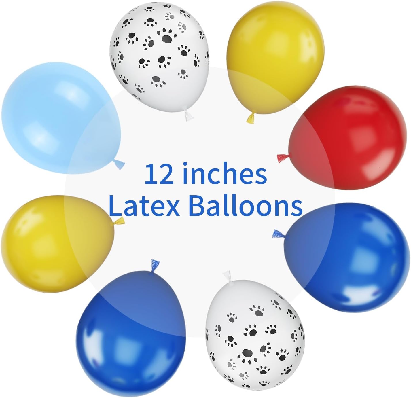 Dog Paw Balloons, 12 Inch Dog Paw Print Latex Balloons Red Yellow Blue Royal Blue Paw Balloon for Puppy Paw Themed Boy Birthday Party Decorations Supplies