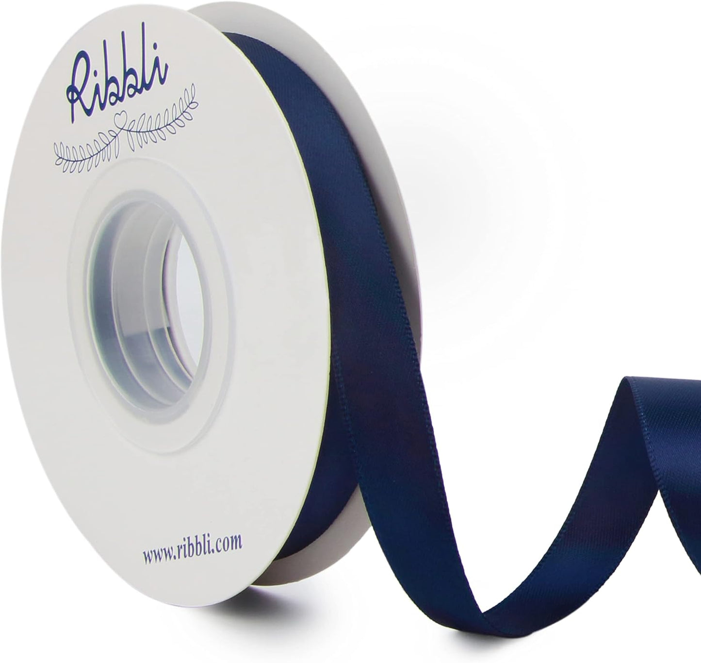 Ribbli Navy Double Faced Satin Ribbon,1/2 Inch x Continuous 25 Yards,Use for Craft Bows Bouquet, Gift Wrapping, Wedding Decoration, Floral Arrangement