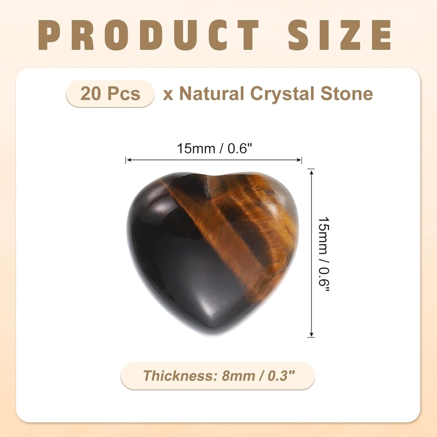 PATIKIL 20 Pcs Natural Heart Shaped Crystal Stone, 0.6 Inch Mini Polished Love Gemstone Crystal, Pocket Rock Engraved Worry Stones for Women Gifts Meditation, Yellow Brown