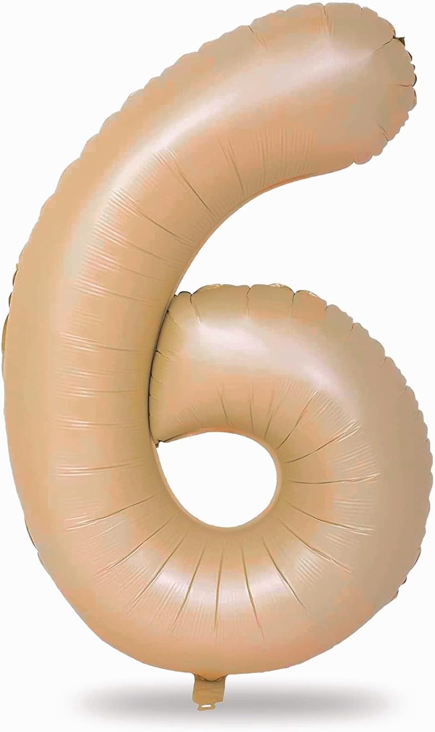 Nude Number Balloons for Boys Girls, 40inch Large Tan Number 6 Foil Mylar Helium Balloons, Self Inflating Apricot Number Balloons 0-9 for Men Women 6th 60th Birthday Anniversary Party Decoration