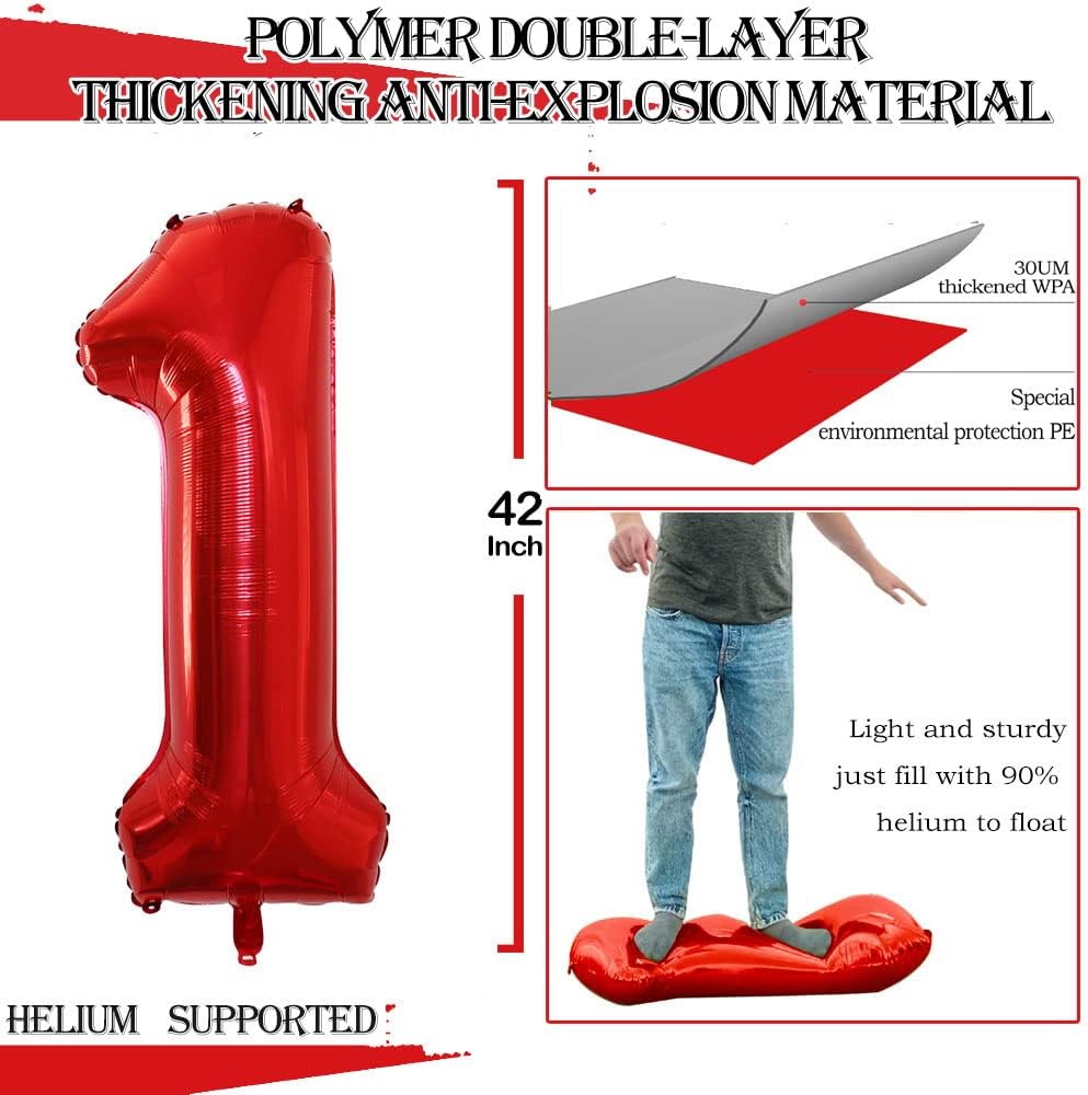 GOER Number 12 Balloons for 12th Birthday Sweet 12 Party Decorations,42 Inch Jumbo Foil Helium 21 Balloons for 21st Birthday Party Decoration (Red)